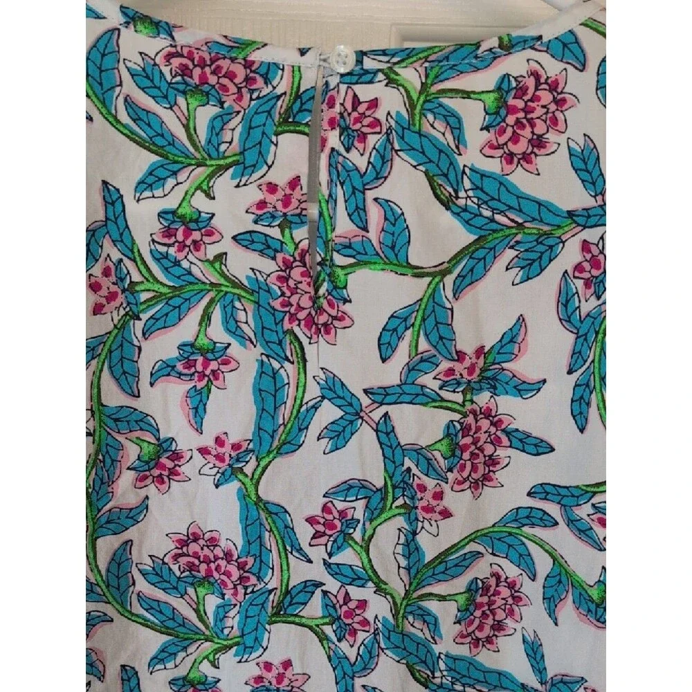 J. Crew 100% Cotton White Floral Puff-Sleeve Blouse Size PM